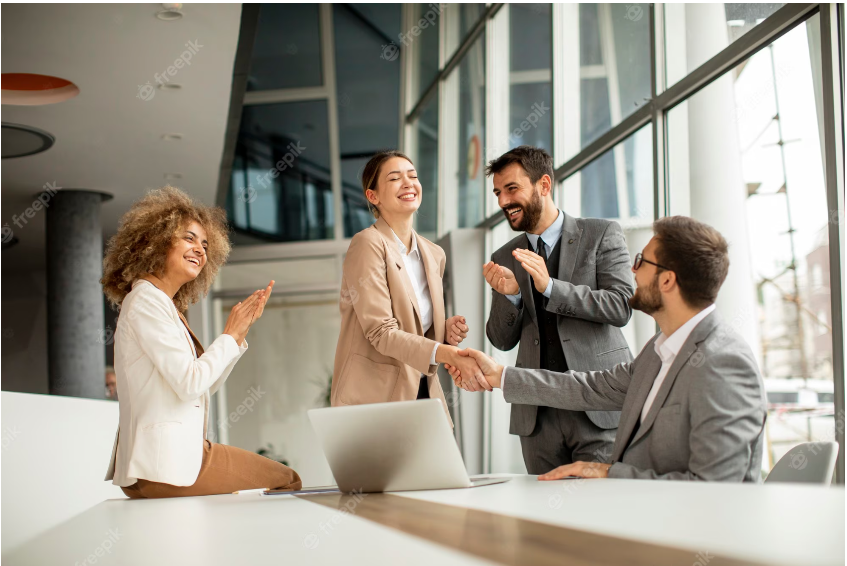 happy working group interacting